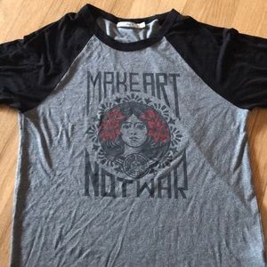 Make art not war baseball tee